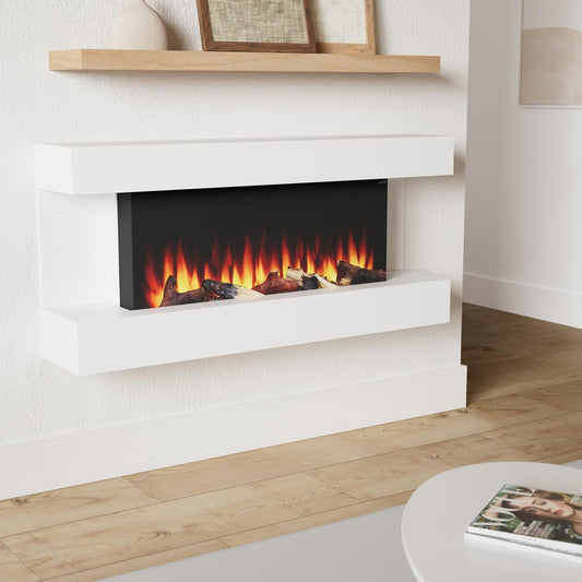 SimpliFire Format 36-Inch Wall Mount Electric Fireplace with 50-Inch Floating Mantel